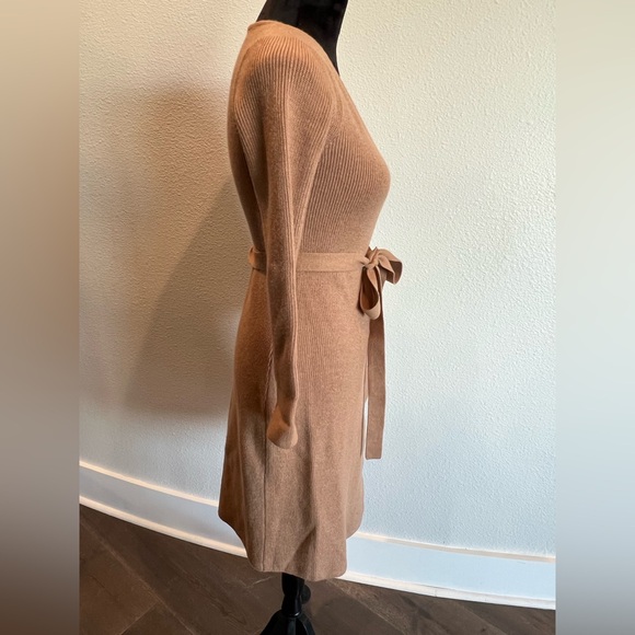 Abercrombie & Fitch Tan Long Sleeve Wrap Sweater Dress - Picture 6 of 7